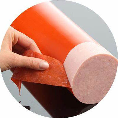 Kaliber 19 mm Kaliber 220 mm Geprinte kunstmatige worstkasten Plastic Food Packaging Film Nylon PA / PVDC